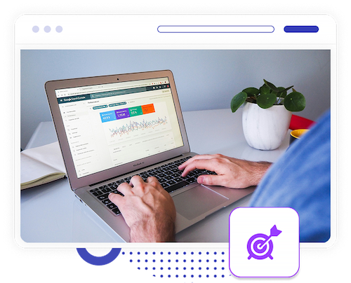 a person on a laptop viewing google search console dashboard
