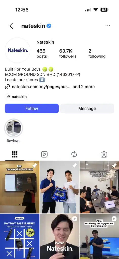 A well-run Malaysian business Instagram profile/feed as a positive example