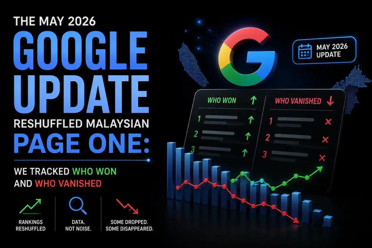 Illustration of a shopping-mall directory being reshuffled, representing Google's May 2026 core update
